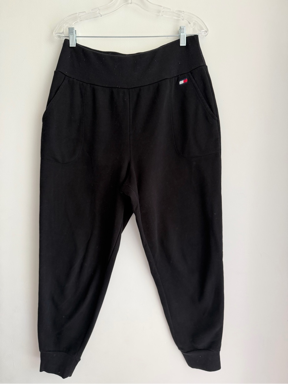Tommy Hilfiger Black Jogger Sweatpants with Flag Detail - Picture 2 of 4